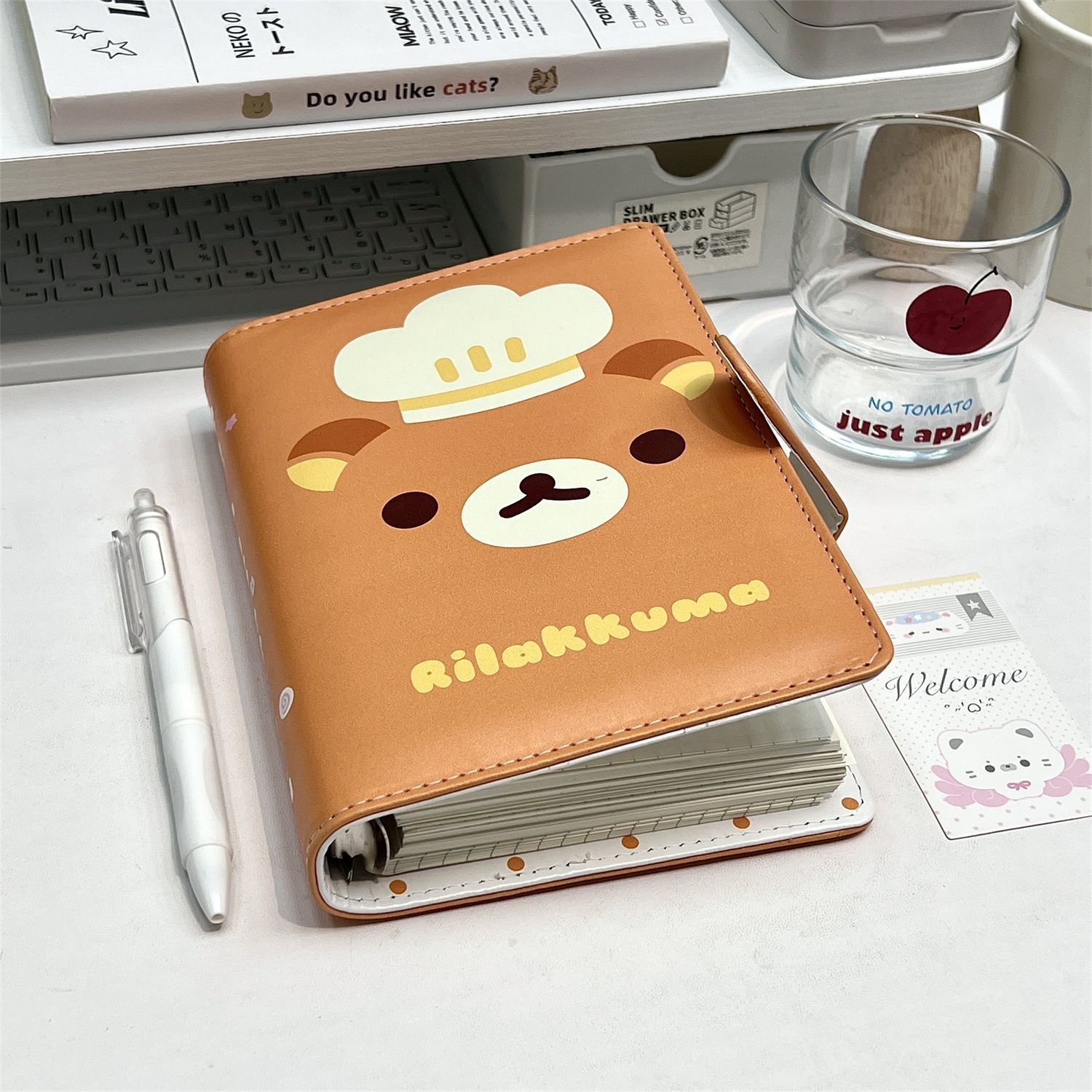 Mini Backpack Purse - Cute Rilakkuma A6 Loose-leaf Notebook PU