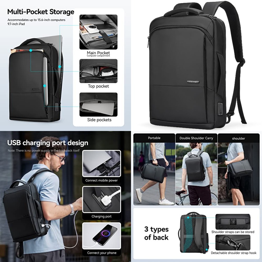 Laptop Backpack 15.6 - Slim Laptop Backpack for Men, 15.6