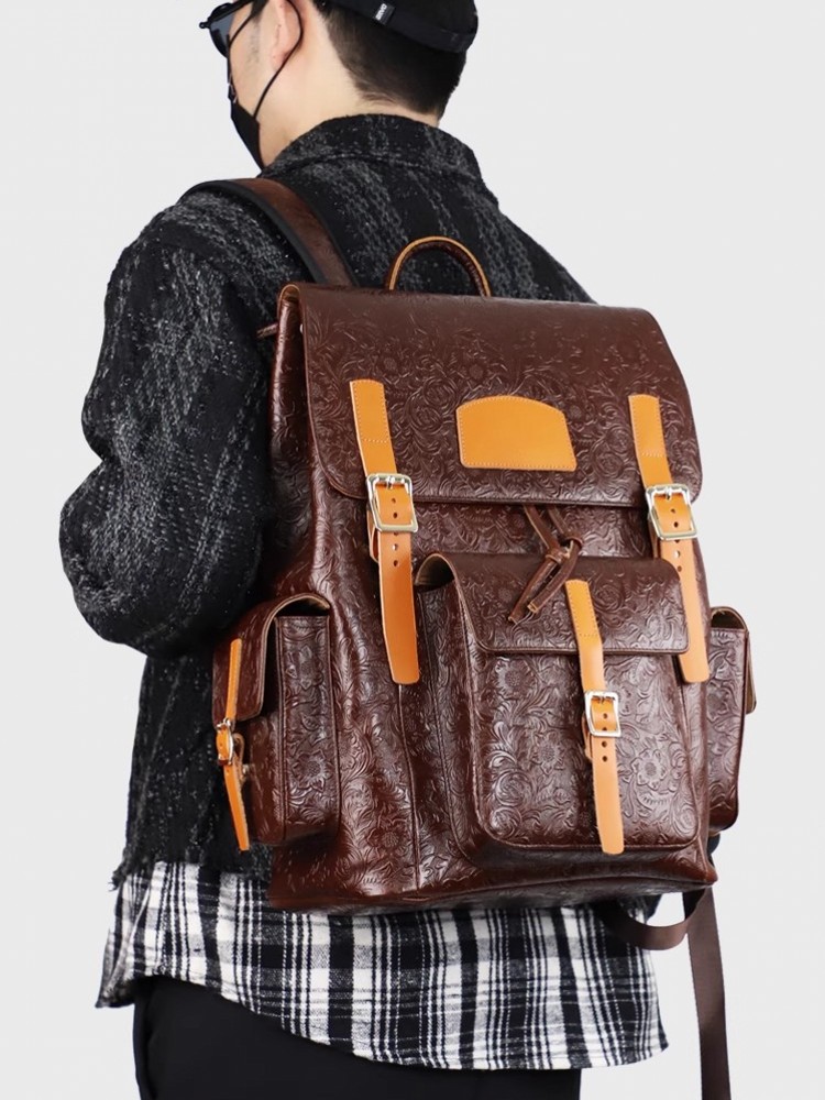 Vintage Mens Floral Wing Tip C - Leather Backpack Vintage avis et prix