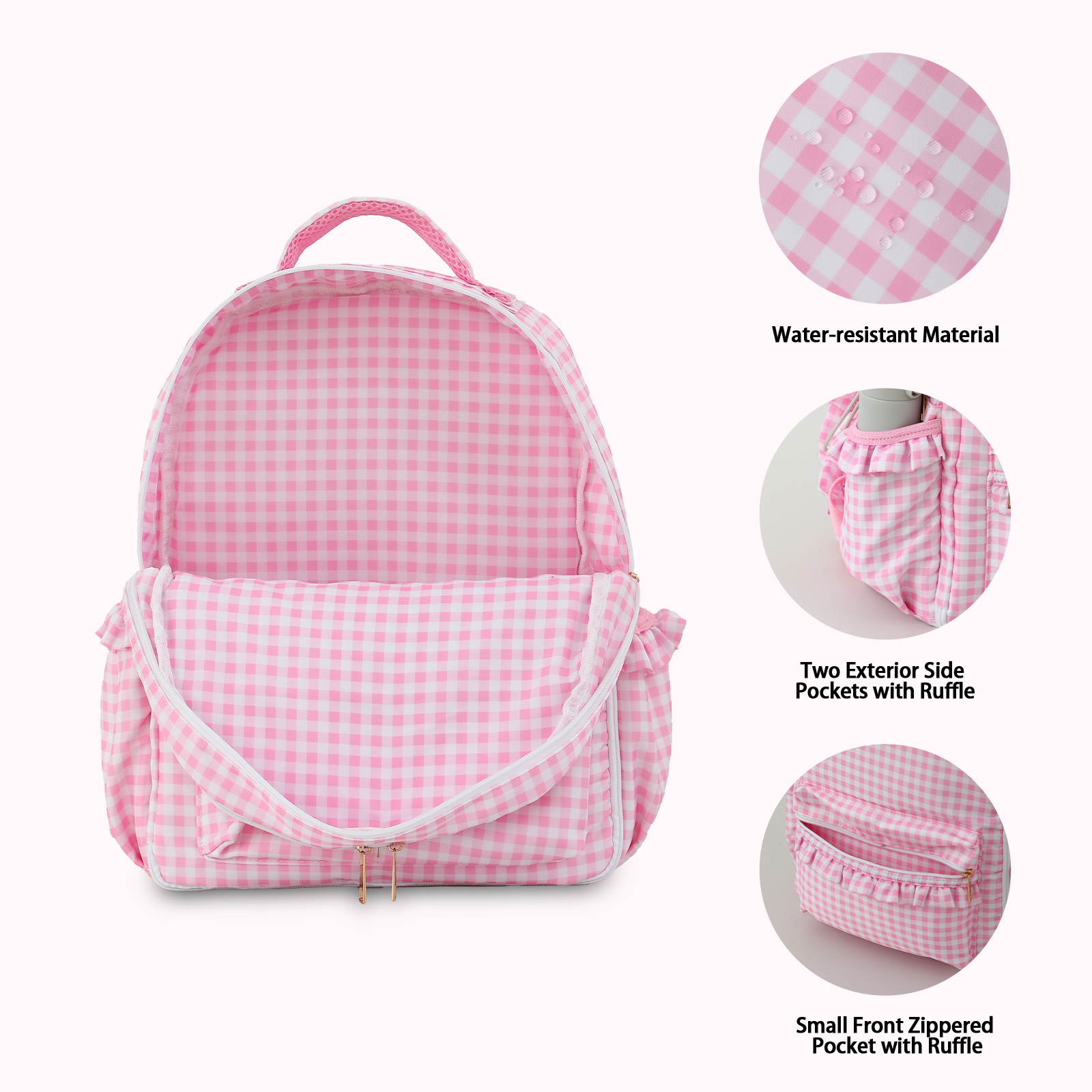 Gingham Ruffle Girls Backpack  - School Backpack Teen avis et prix