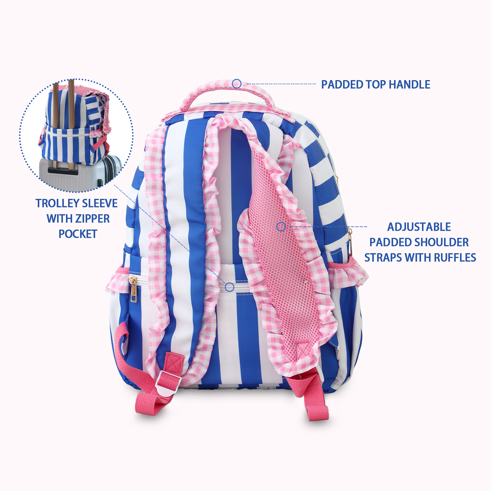 Gingham Ruffle Girls Backpack  - School Backpack Teen avis et prix