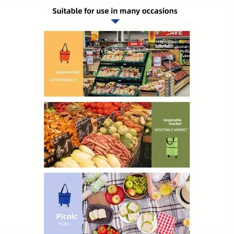 1pc Portable Shopping Cart wit - Foldable Backpack Small avis et prix