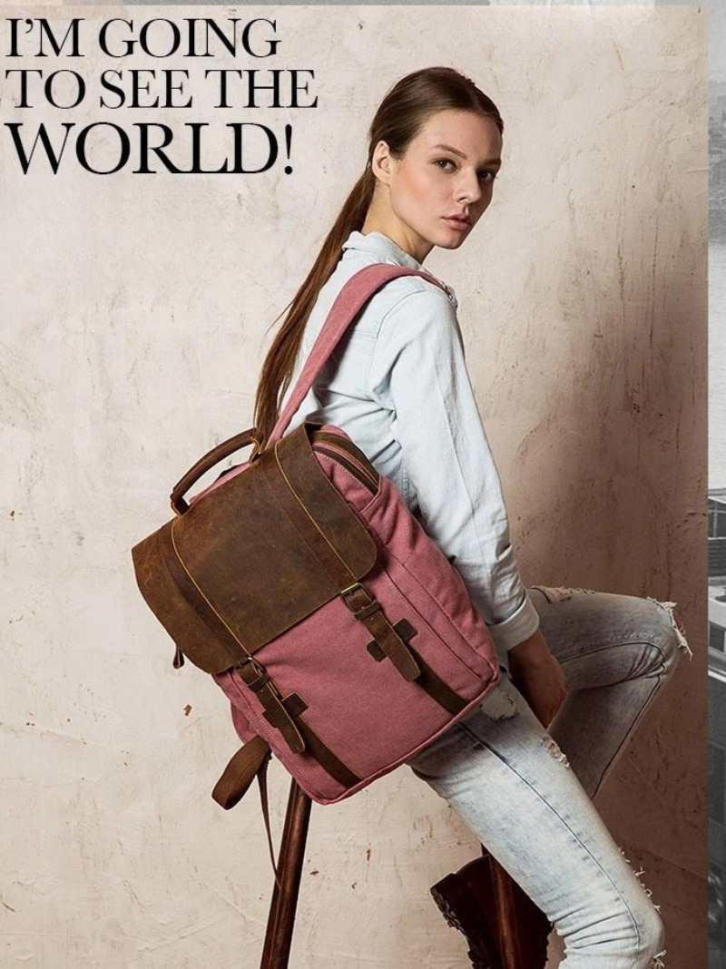 Military Canvas Leather Backpa - Rucksack Military Style avis et prix