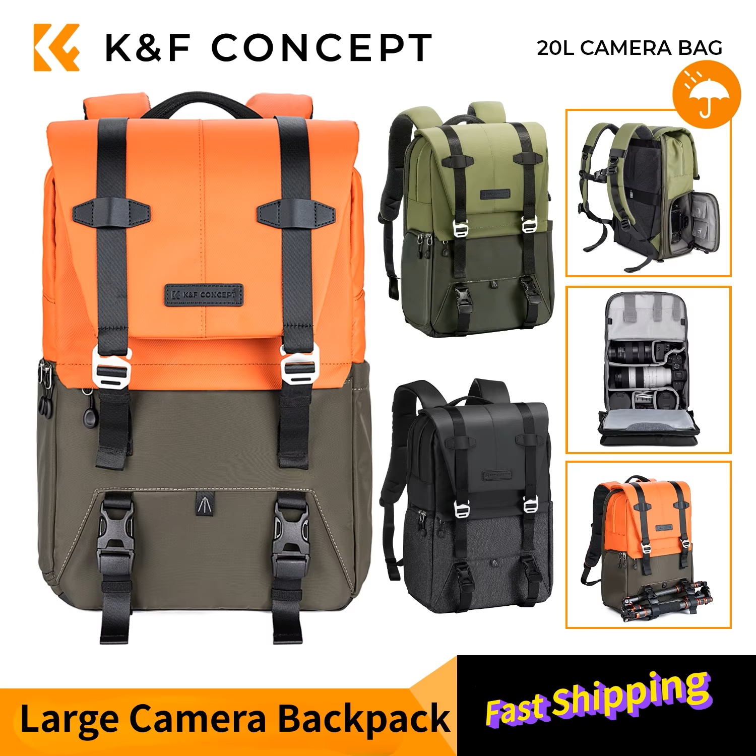 K&F CONCEPT Camera Backpack Tr - Rain Cover Backpack avis et prix