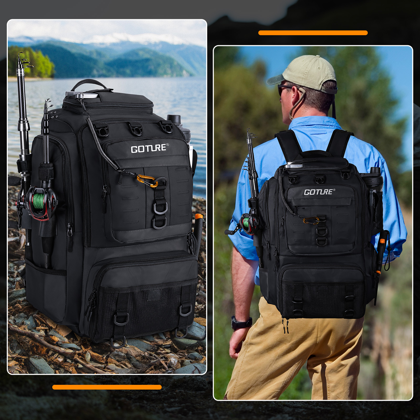 Goture Fishing Bag with Rod Ho - Backpack Insert Organizer avis et prix