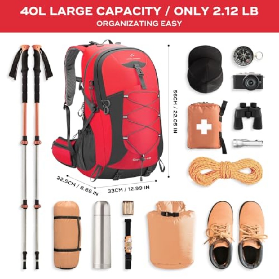 Hiking Backpack, Camping Backp - Rain Cover Backpack avis et prix