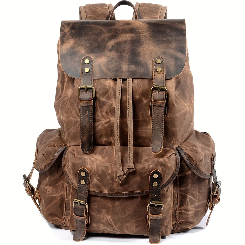 Vintage Men'S Leather Backpack - Canvas Backpack Casual avis et prix