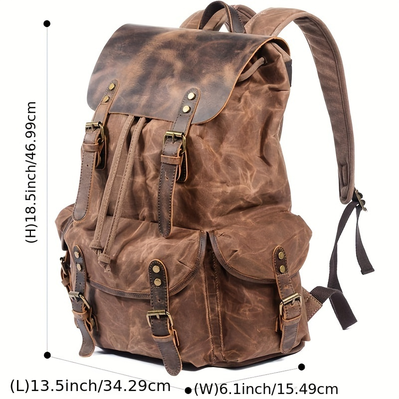 Vintage Men'S Leather Backpack - Canvas Backpack Casual avis et prix
