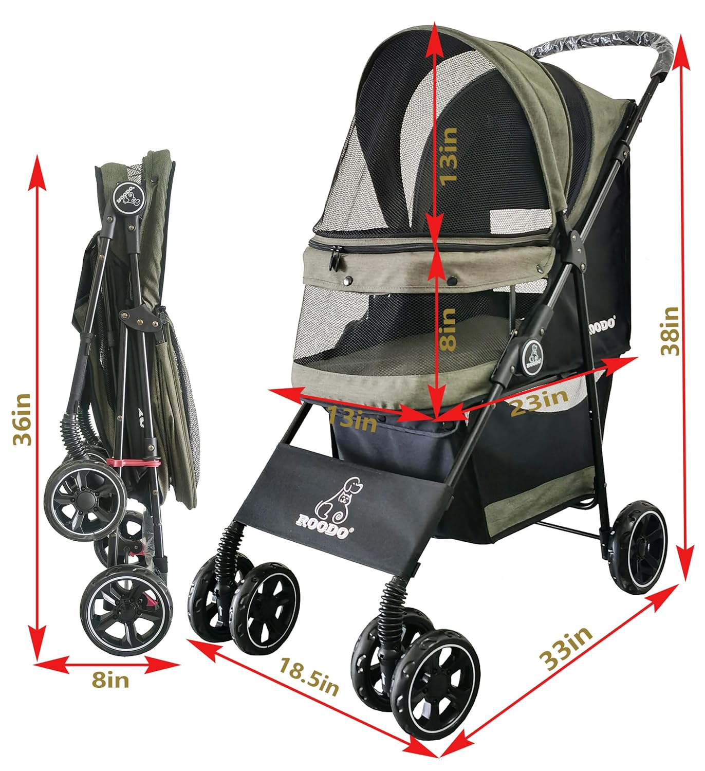 4 Wheel Dog Cat Pet Stroller,  - Foldable Backpack Small avis et prix