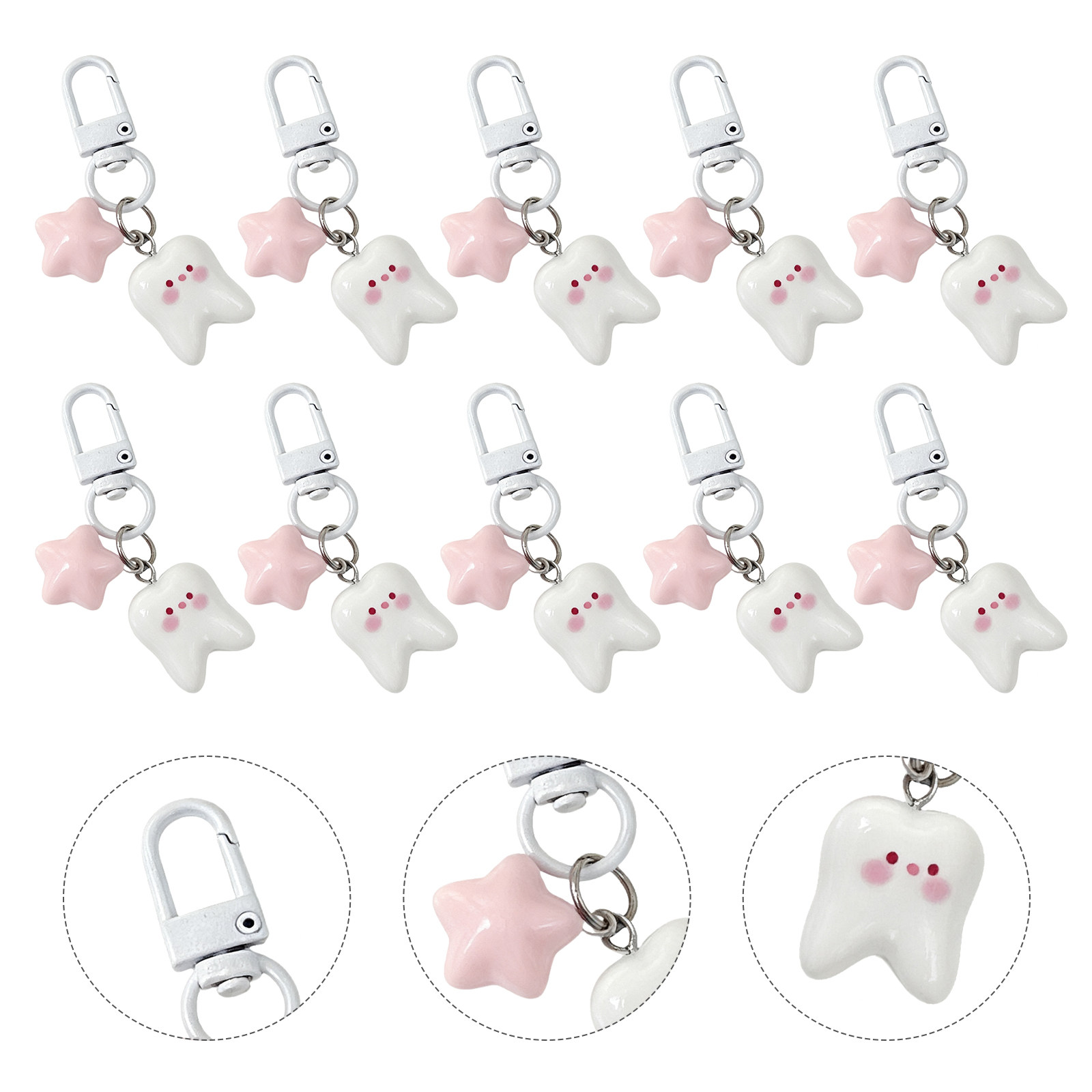 10Pcs Tooth Shape Keychain Cut - Mini Backpack Purse avis et prix
