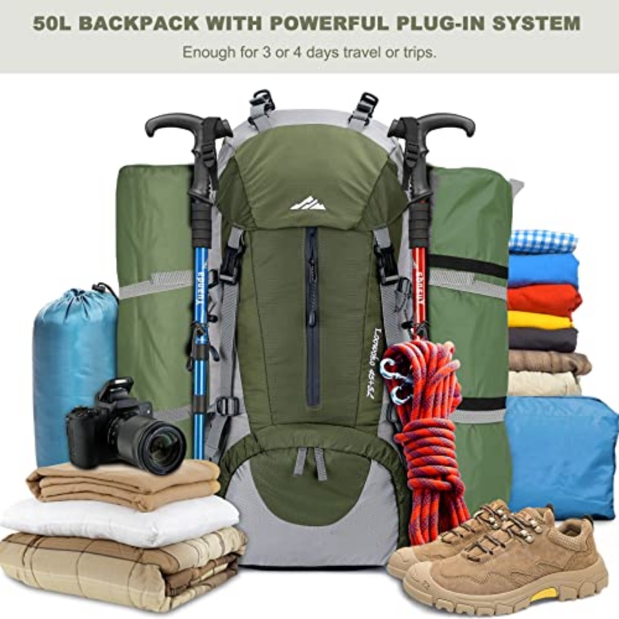 Loowoko 50L Hiking Backpack, W - Rain Cover Backpack avis et prix