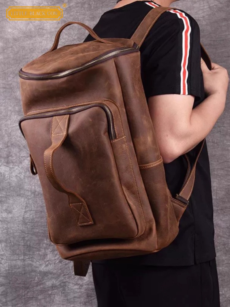 Handmade Mens Large Capacity T - Leather Backpack Vintage avis et prix