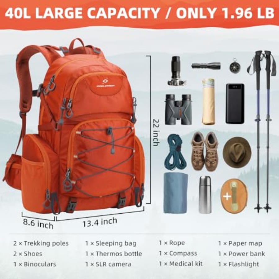 Hiking Backpack, 40L Waterproo - Rain Cover Backpack avis et prix