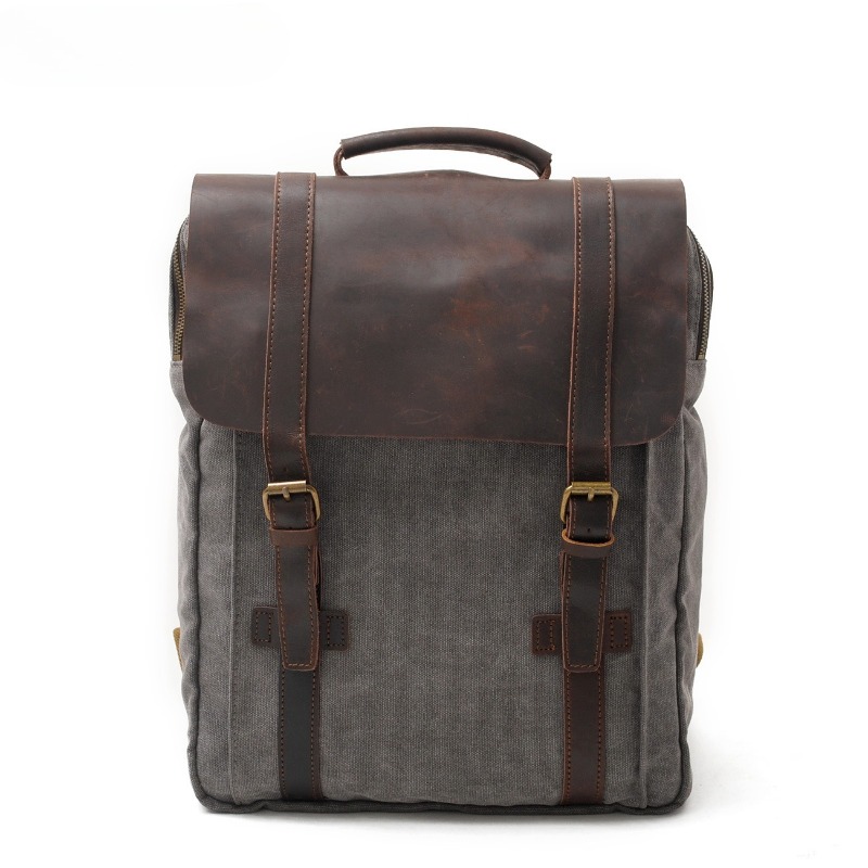 Military Canvas Leather Backpa - Rucksack Military Style avis et prix