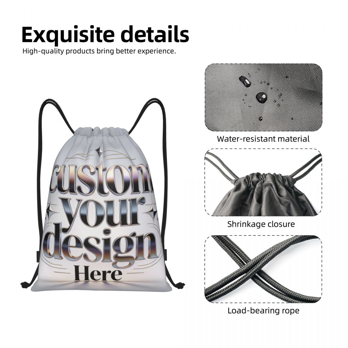 Custom Your Photo Logo Text Dr - Drawstring Gym Bag avis et prix