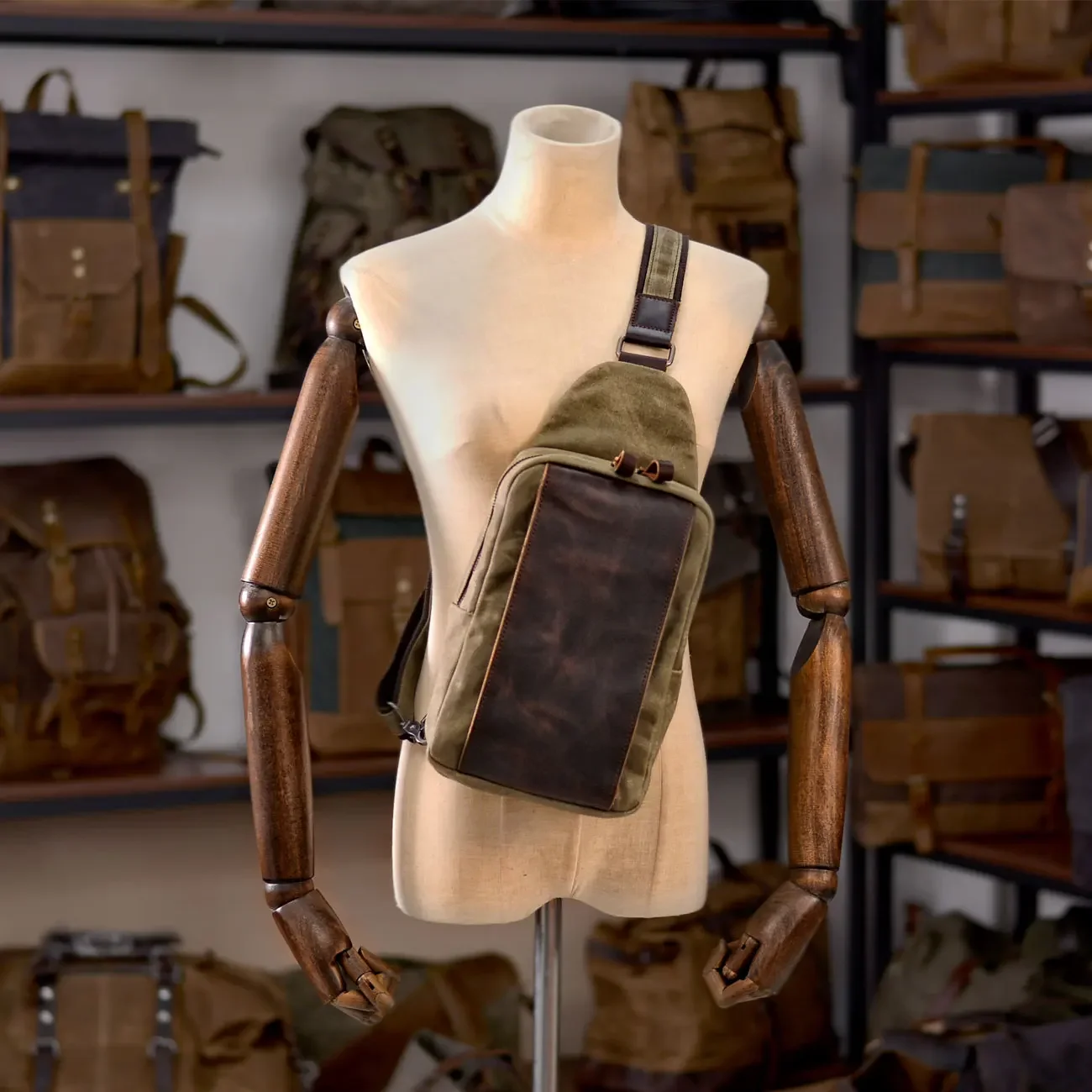 Casual Men's Vintage Waxed Can - Sling Backpack Shoulder avis et prix