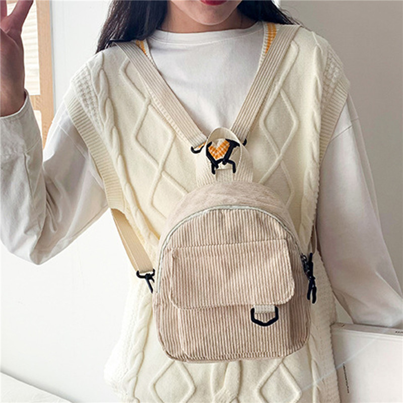 Solid Color Mini Backpack Cord - Fashion Backpack Women avis et prix